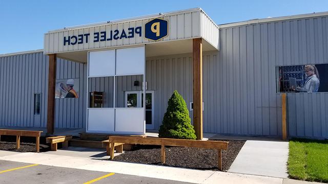 The entrance to Peaslee Technical Center in Lawrence